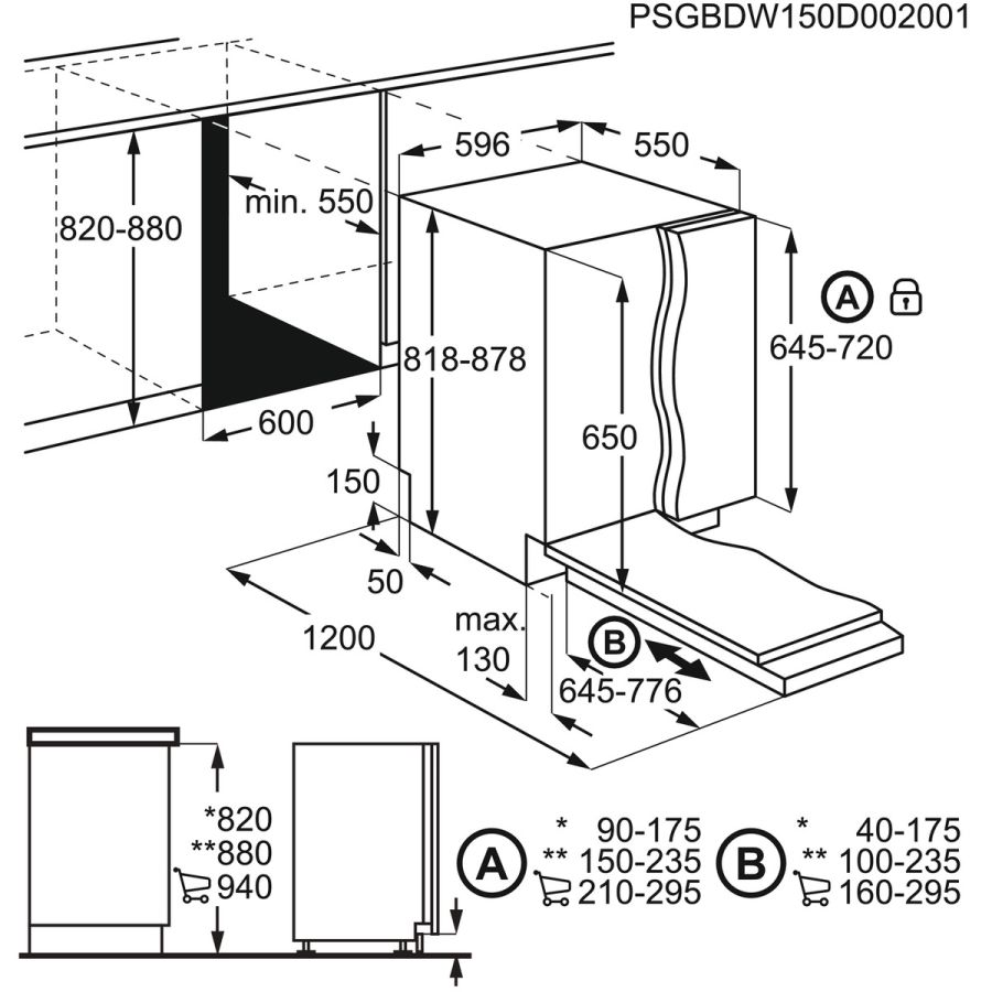 Aeg dishwasher shop dimensions